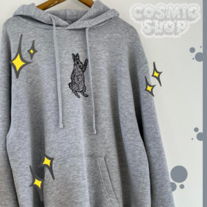 Dark Brown Bunny, Grey Hoodie